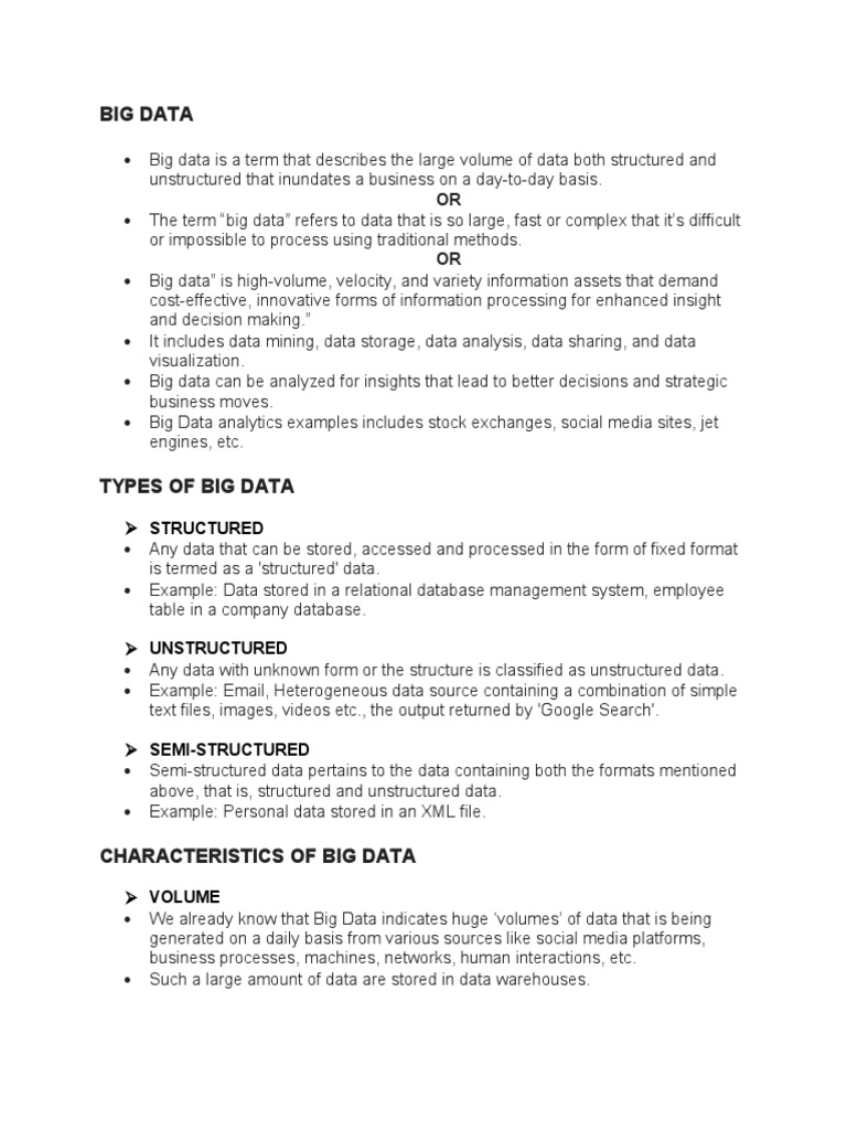 Big Data Notes | PDF | Big Data | Analytics