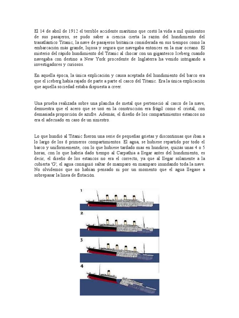 El Titanic | PDF | Rms Titanic | Barcos