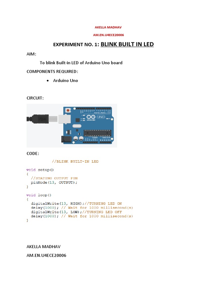 Arduino LED Blinking Experiments Guide | PDF