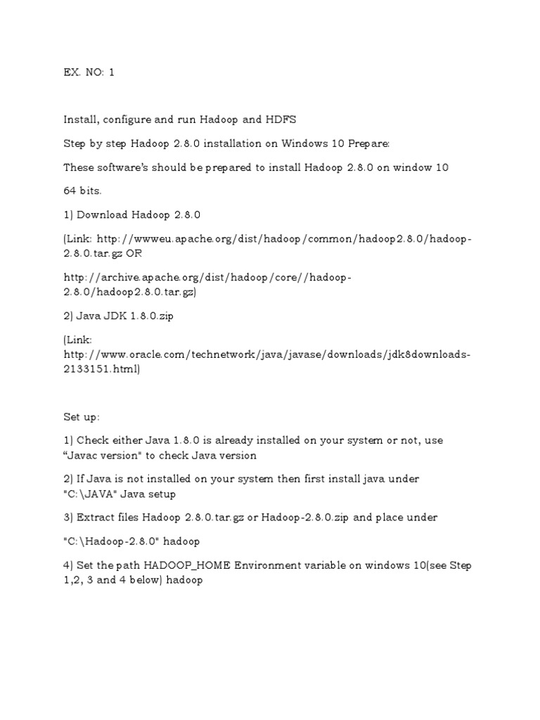 Hadoop 2.8.0 Installation on Windows 10 | PDF | Apache Hadoop | Zip ...
