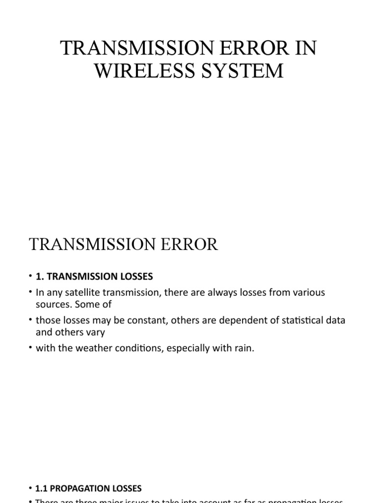 Transmission Error in Wireless System PDF
