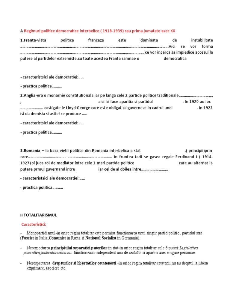 A Regimuri Politice Democratice Interbelice | PDF | Politics