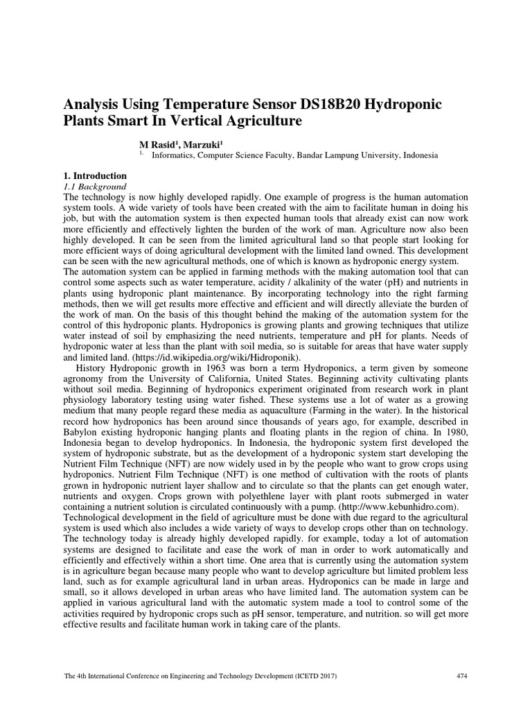 Analysis Using Temperature Sensor Ds18b20 Hydroponic Pdf