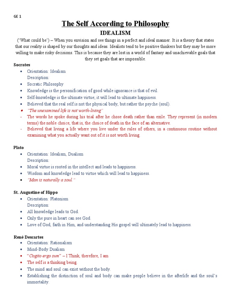 The Self According To Philosophy Pdf Empiricism Idea