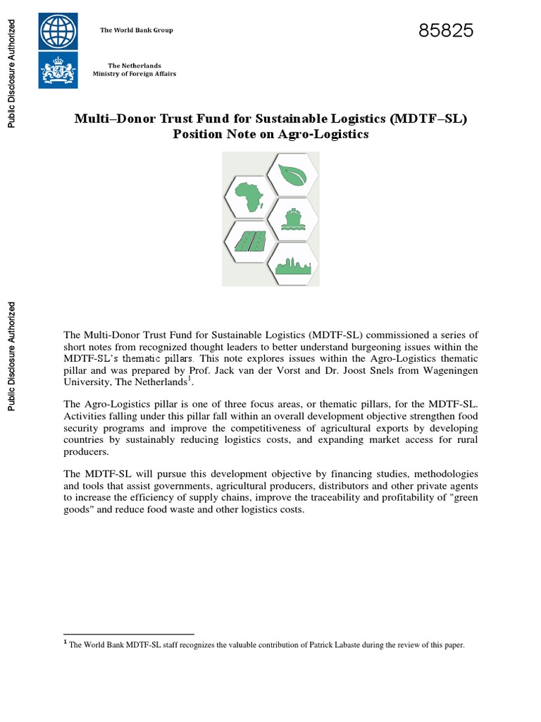 Multi-Donor Trust Fund For Sustainable Logistics (MDTF-SL) Position ...