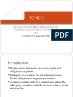 Topic 3: Rights and Duties/Obligations of Parties To A Contract of Service BY
