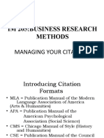 Im 205:business Research Methods: Managing Your Citations