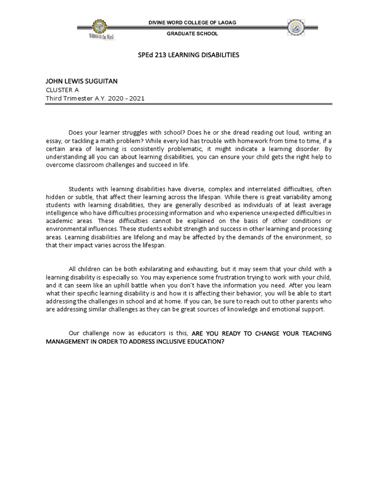 SPED213 | PDF | Career & Growth | Wellness