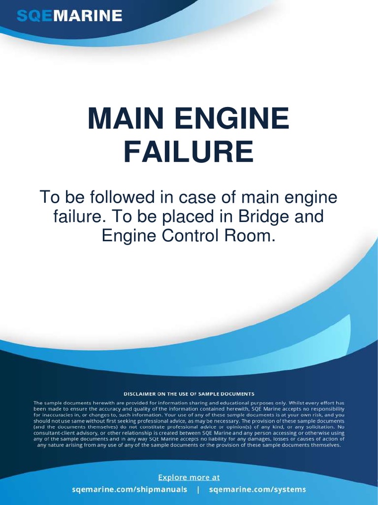 Main Engine Failure Emergency Checklist | PDF | Watercraft | Shipping