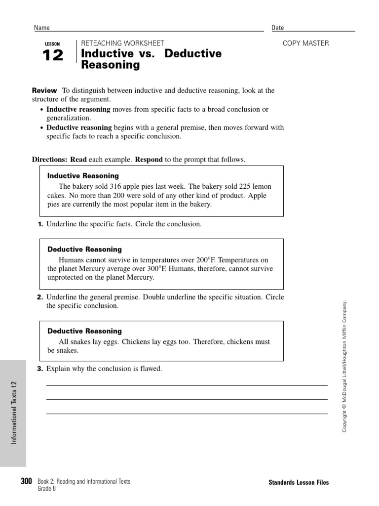 Re Teaching  PDF  Deductive Reasoning  Inductive Reasoning With Inductive And Deductive Reasoning Worksheet