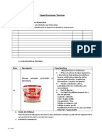 Especificaciones Técnicas: 1. Características de Los Materiales. 1.1. Descripción y Cantidades de Materiales