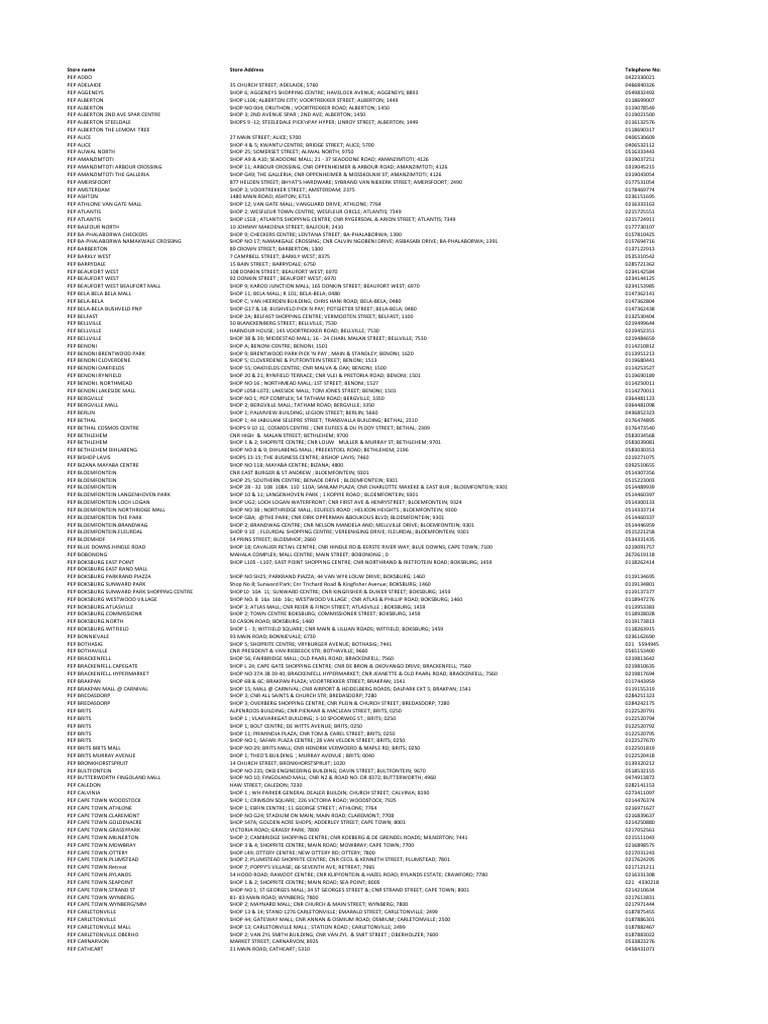 PEP Store Locations and Contacts | PDF | Buildings And Structures ...