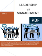 Leadership Vs Management: Role No 203021