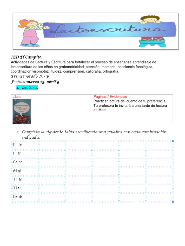 Actividades de Lectoescritura para Primer Grado | PDF