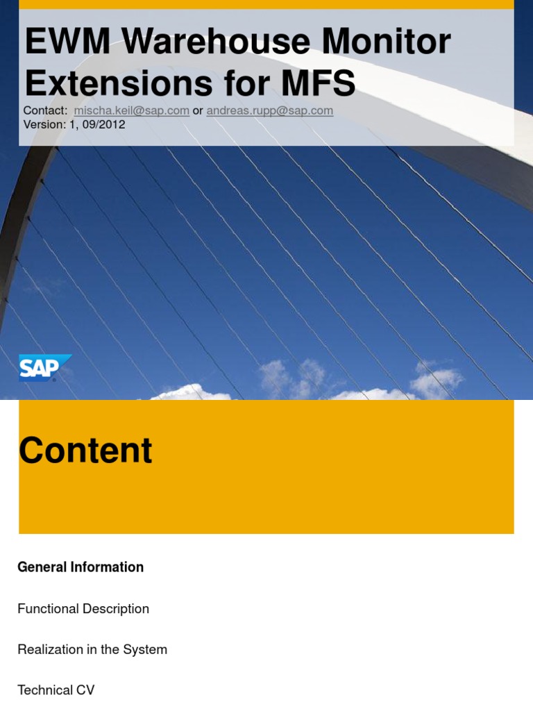 EWM Warehouse Monitor Extensions For MFS Contact or Version 1, 09/2012 PDF Programmable