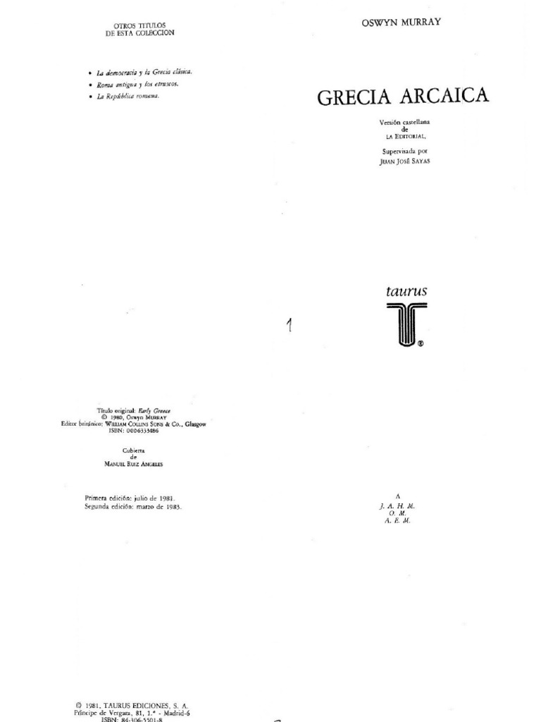 Murray, Grecia Arcaica PDF