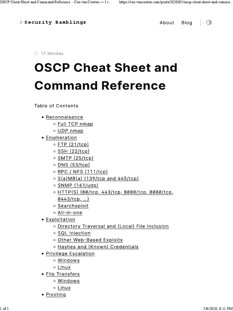 OSCP Cheat Sheet and Command Guide | PDF | Computers | Technology ...