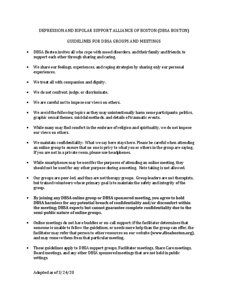 DBSA Boston Guidelines Final 3 2020 | PDF | Lifestyle