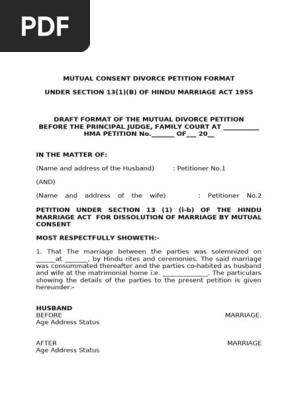 Divorce Mutual Consent Draft