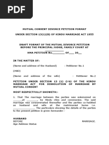 Divorce Mutual Consent Draft