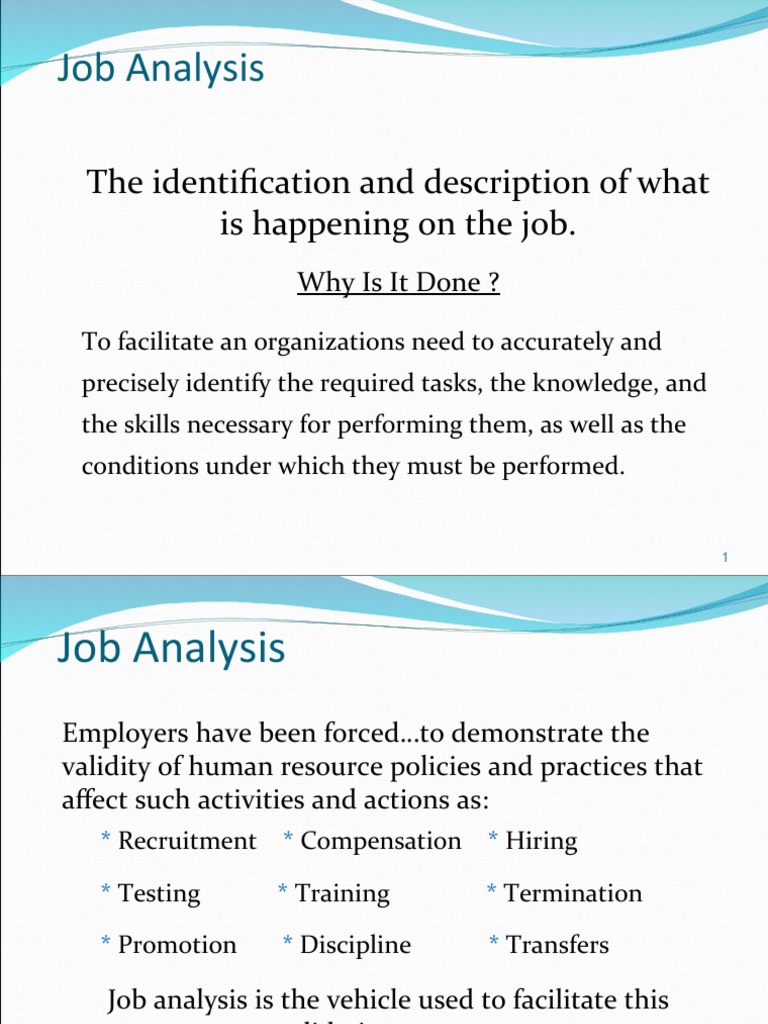 Job Analysis The Identification and Description of What Is Happening