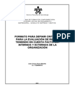 Criterios evaluación riesgo factores internos externos