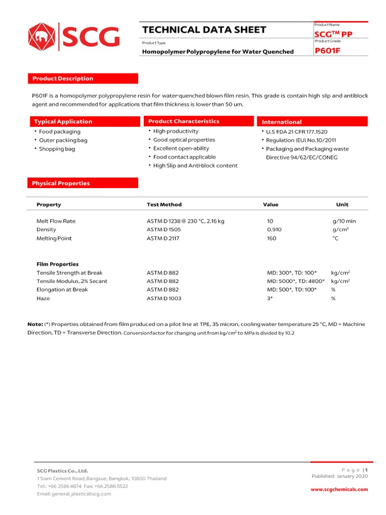 TDS-SCG PP P601F | PDF