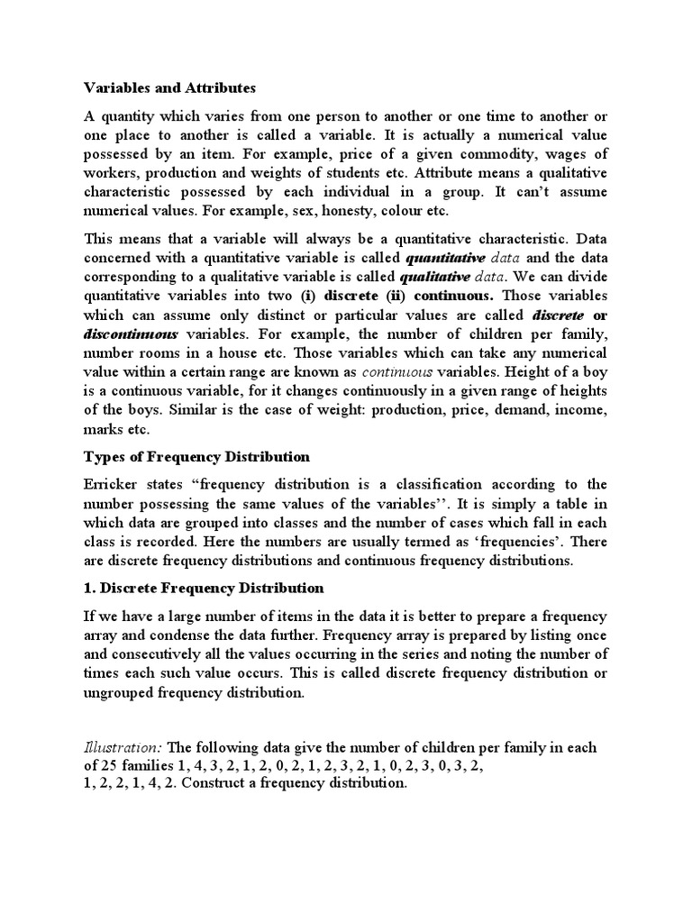 Variables and Attributes | PDF | Probability Distribution | Variable ...