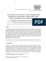 Associations of Sole Ulcer at Claw Trimming With Reproductive Performance, Udder Health, Milk Yield, and Culling in Swedish Dairy Cattle