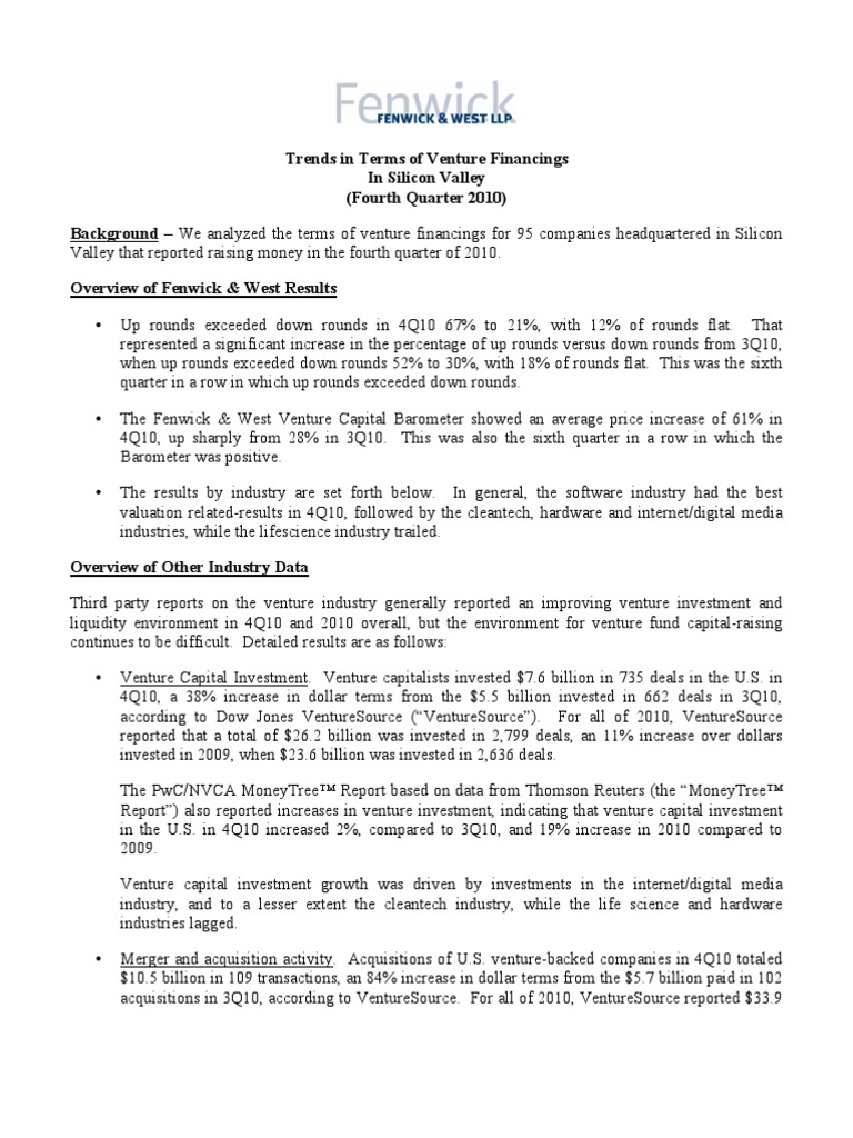 Q410 VC Terms Survey Report | PDF | Venture Capital | Corporate Finance