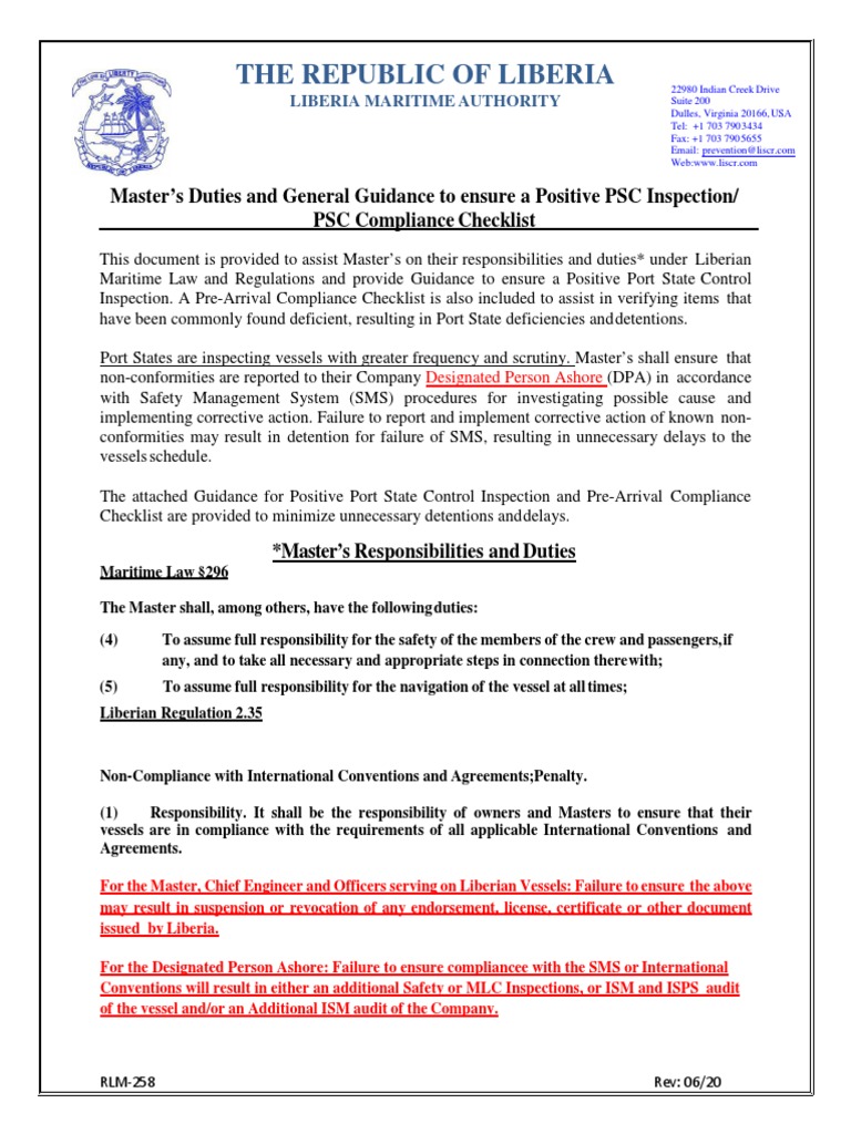 Master’s Guide for Positive PSC Inspections | PDF | Nature | Transport