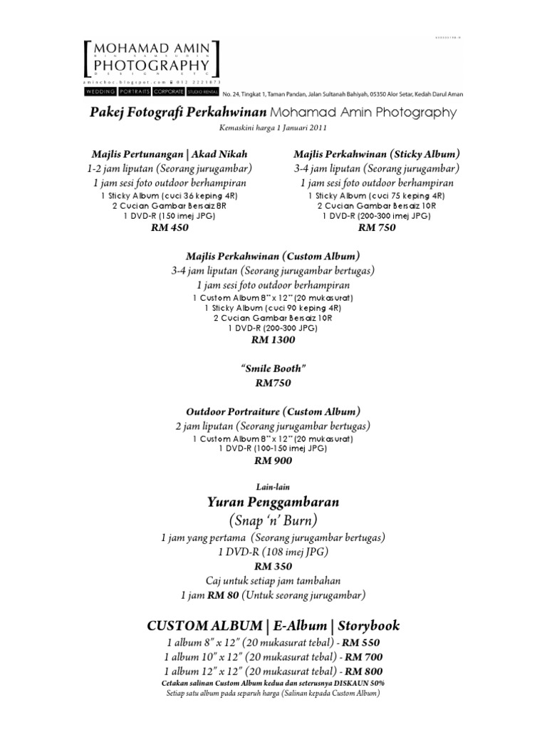 Ferography Malaysia Wedding Photographer Packages