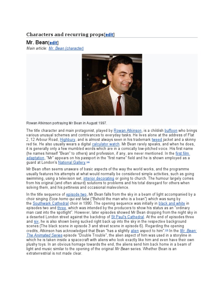 Mr. Bean Characters and Recurring Props PDF