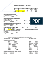 Cálculos de Intercambiador de Calor EXCEL DATOS