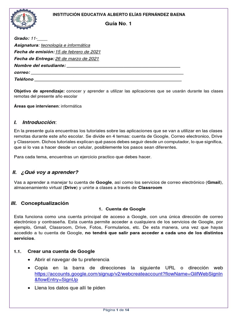 Guía para Crear Cuenta de Google y Gmail | PDF | Gmail | Archivo de ...