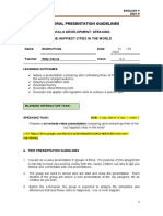 Oral Presentation Guidelines: Skills Development: Speaking The Happiest Cities in The World