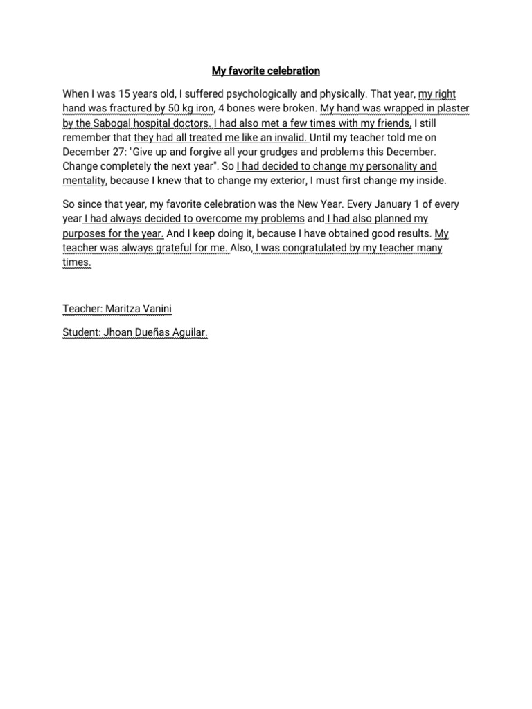 My Favorite Celebration PDF