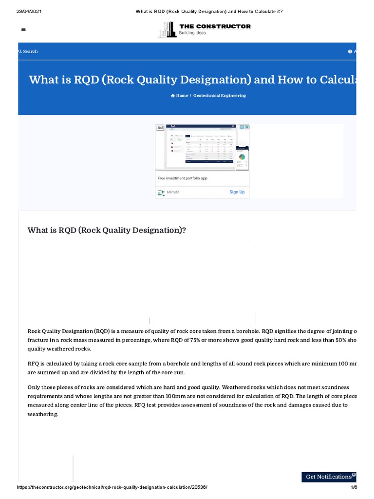 What Is RQD (Rock Quality Designation) and How To Calculate It | PDF ...