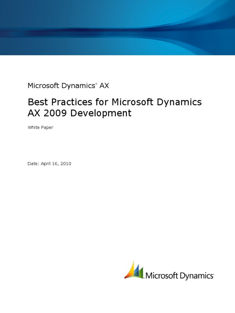 DynamicsAX 2009 Development Best Practices White Paper | PDF | Class ...