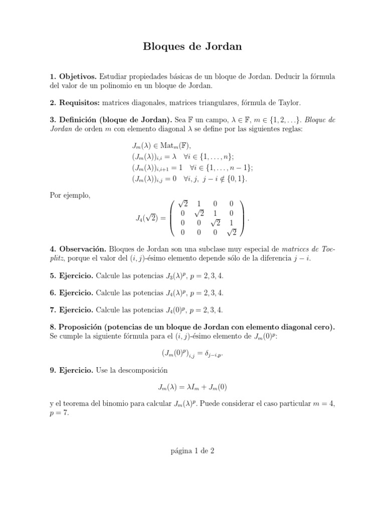 Jordan Block | PDF | Matriz (Matemáticas) | Enseñanza de matemática