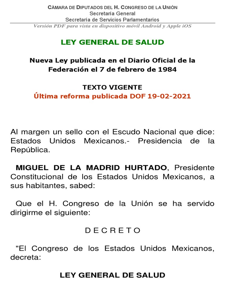 Ley General de Salud | PDF | Cuidado de la salud | Bienestar