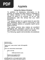 Applets: Using The Status Window