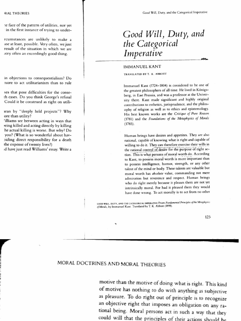 Kant's Good Will and Categorical Imperative | PDF
