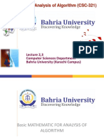 Design & Analysis of Algorithm (CSC-321) : Lecture 2,3 Computer Sciences Department Bahria University (Karachi Campus)
