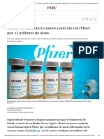 COVID-19: Perú Cierra Nuevo Contrato Con Pfizer Por 12 Millones de Dosis