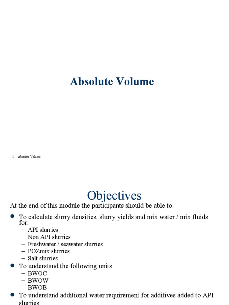 Absolute Volume Calculation Guide | PDF | Gallon | Density