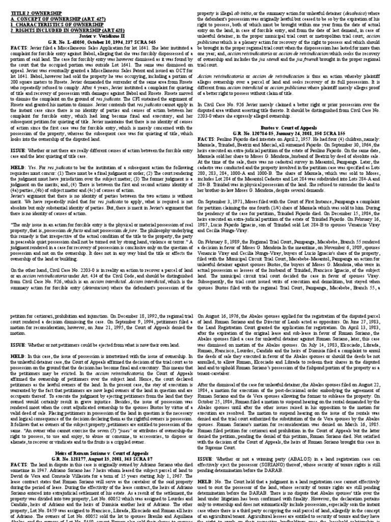 Property (2nd Cases) PDF Lease Possession (Law)