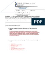 Critical Thinking Exercise No. Pulmonary Edema: University of Northern Philippines