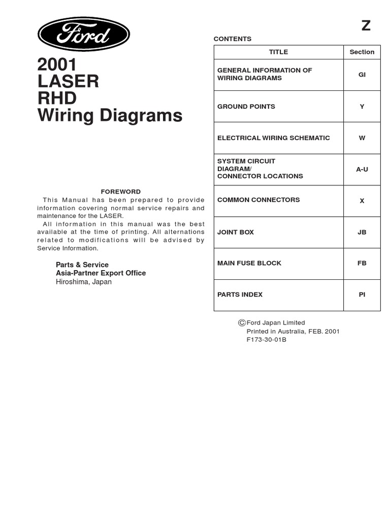 Ford Laser Wiring Diagrams PDF Electrical Connector Color