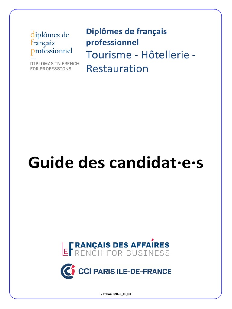 Www Francais Cci Paris Idf Fr Manuel Du Candidat Guide Candidat DFP THR | PDF | Tourisme | Clavier d'ordinateur